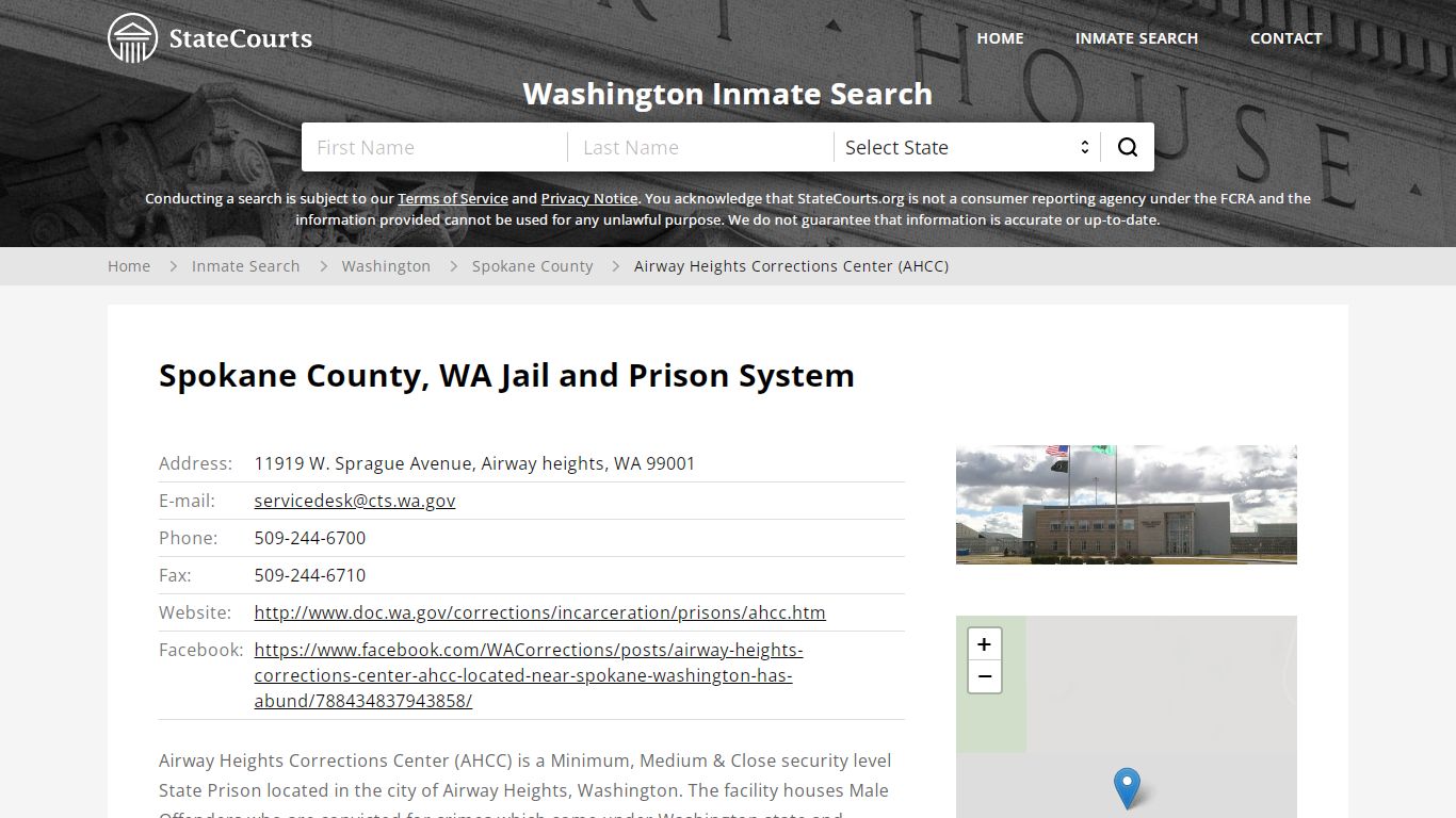 Airway Heights Corrections Center (AHCC) Inmate Records Search ...